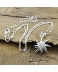 Swarovski Crystal Sun Pendant – 925 Sterling Silver Round Gemstone