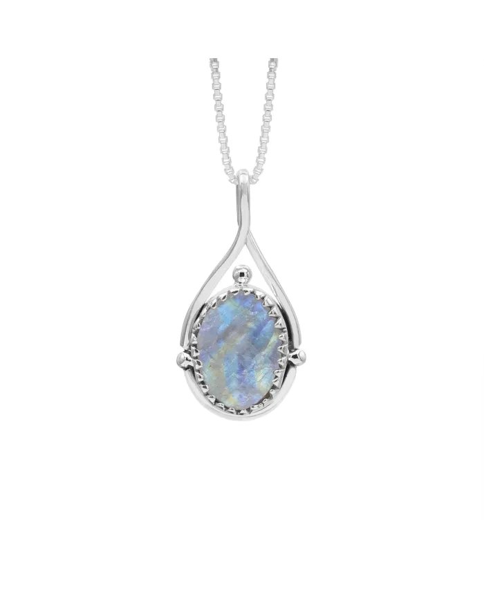 Rainbow Moonstone Pendant - 925 Sterling Silver Healing Crystal