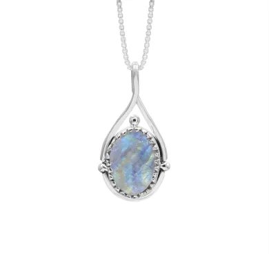 Rainbow Moonstone Pendant - 925 Sterling Silver Healing Crystal