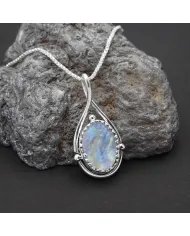 Rainbow Moonstone Pendant - 925 Sterling Silver Healing Crystal