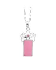 Pink Opal & Tourmaline Pendant - 925 Sterling Silver Baguette Style