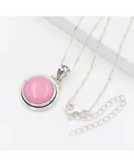 925 Sterling Silver Pink Opal Pendant – Round Gemstone Jewelry
