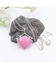 925 Sterling Silver Pink Opal Pendant – Handmade Cabochon Jewelry