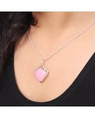 925 Sterling Silver Pink Opal Pendant – Handmade Cabochon Jewelry