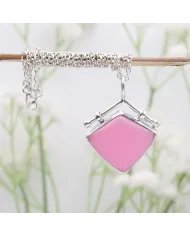 925 Sterling Silver Pink Opal Pendant – Handmade Cabochon Jewelry