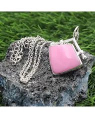 925 Sterling Silver Pink Opal Pendant – Handmade Cabochon Jewelry
