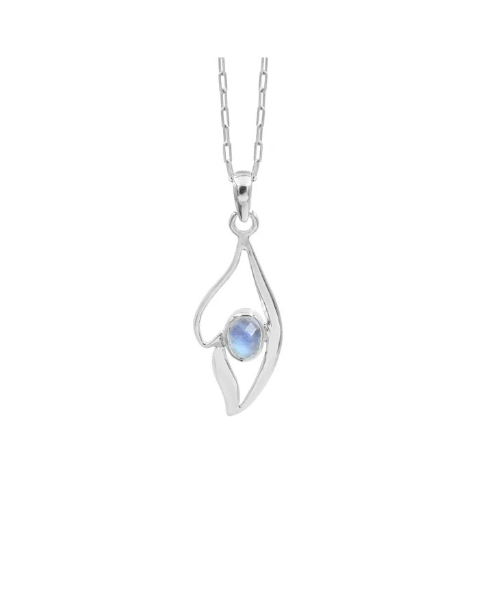 Elegant Handmade Rainbow Moonstone Pendant in 925 Sterling Silver
