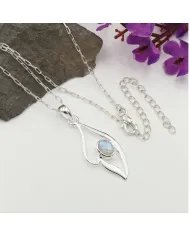 Elegant Handmade Rainbow Moonstone Pendant in 925 Sterling Silver