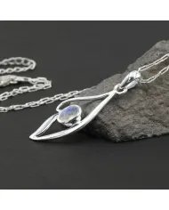 Elegant Handmade Rainbow Moonstone Pendant in 925 Sterling Silver