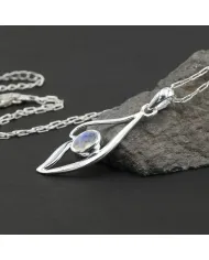Rainbow Moonstone Pendant Necklace in 925 Sterling Silver