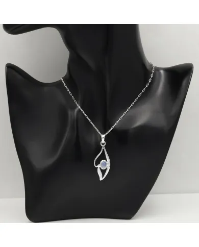Rainbow Moonstone Pendant Necklace in 925 Sterling Silver
