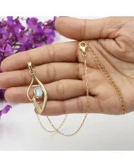 Rainbow Moonstone Pendant - 925 Sterling Silver with Gold Plated