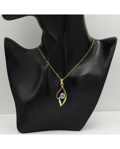 Rainbow Moonstone Pendant - 925 Sterling Silver with Gold Plated