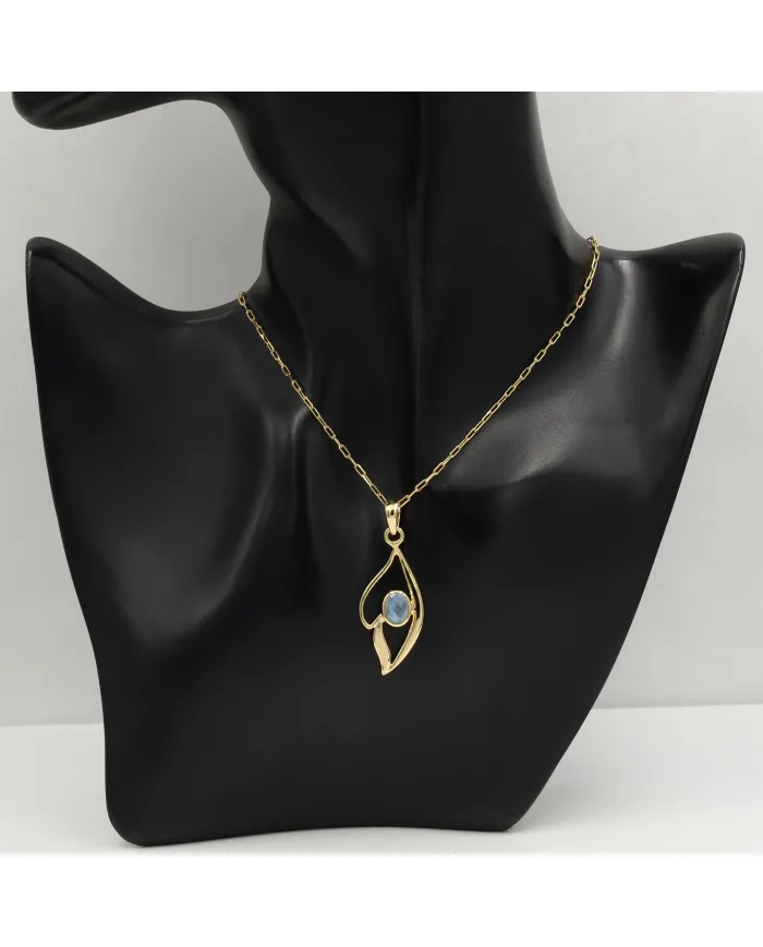 18K Gold Plated Rainbow Moonstone Pendant Necklace