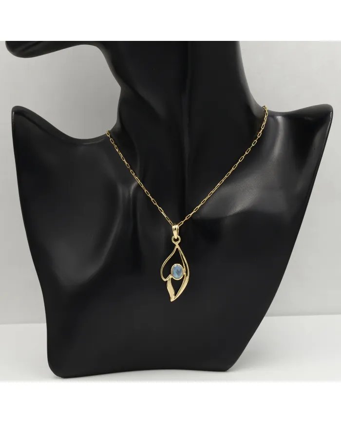 Rainbow Moonstone Pendant - 925 Sterling Silver with Gold Plated