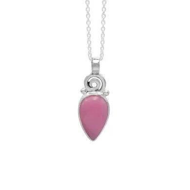 Pink Opal Pendant - 925 Sterling Silver Pear Shape Handmade Boho Jewelry