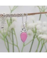 Pink Opal Pendant - 925 Sterling Silver Pear Shape Handmade Boho Jewelry