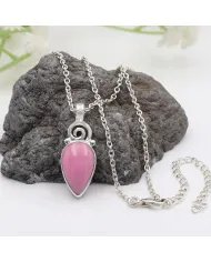 Pink Opal Pendant - 925 Sterling Silver Pear Shape Handmade Boho Jewelry