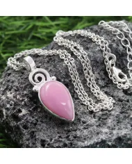 Pink Opal Pendant Necklace, 925 Sterling Silver Handmade Boho Jewelry