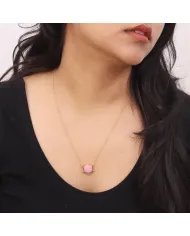 Charming Pink Opal Pendant – Handmade Gold Plated 925 Silver Jewelry