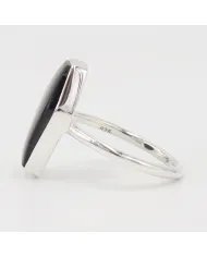 Natural Black Onyx Coffin Shape Ring - 925 Sterling Silver Statement Jewelry