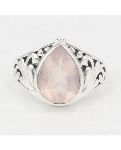 Rose Quartz Ring - 925 Sterling Silver Handmade Statement Jewelry for Her