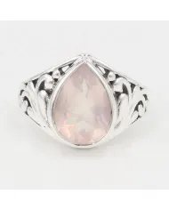 Rose Quartz Ring - 925 Sterling Silver Handmade Statement Jewelry for Her