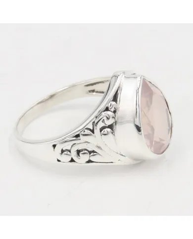 Rose Quartz Ring - 925 Sterling Silver Handmade Statement Jewelry for Her