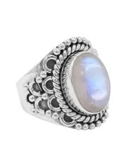 Rainbow Moonstone Ring – Handmade 925 Sterling Silver June Jewelry