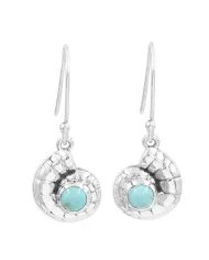Arizona Turquoise Earrings 925 Sterling Silver - Spiral Seashell Jewelry