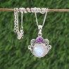 Rainbow Moonstone Pendant, Silver Necklaces, Amethyst Pendant, Designer Pendant, Statement Pendant, Charm Pendant, Gifts for Her