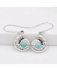 Arizona Turquoise Earrings 925 Sterling Silver - Spiral Seashell Jewelry