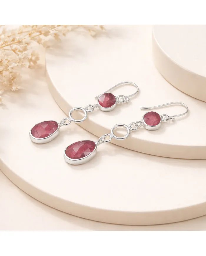 Tourmaline Earrings - 925 Sterling Silver Handmade Dainty Jewelry