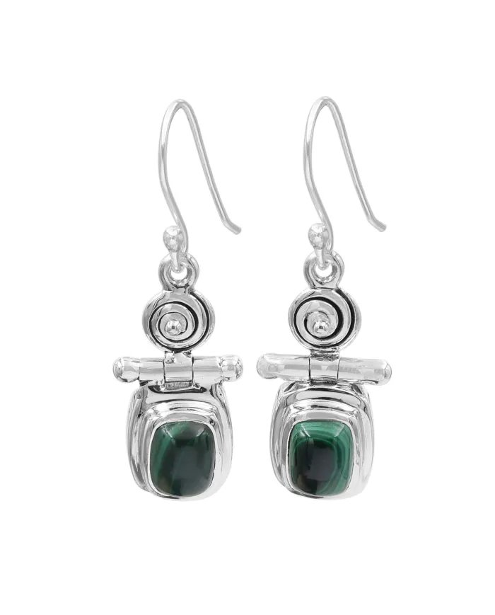 Malachite Earrings – 925 Sterling Silver Handmade Gemstone Jewelry