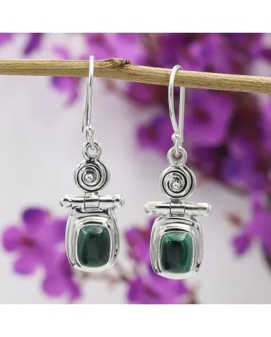 Malachite Earrings – 925 Sterling Silver Handmade Gemstone Jewelry