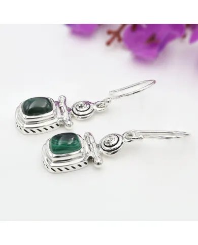 Malachite Earrings – 925 Sterling Silver Handmade Gemstone Jewelry