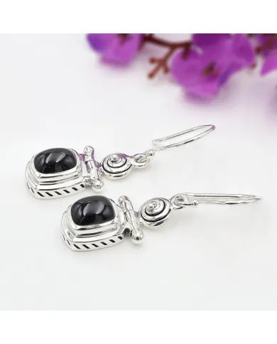 Black Spinel Earrings – 925 Sterling Silver Handmade Gemstone Jewelry