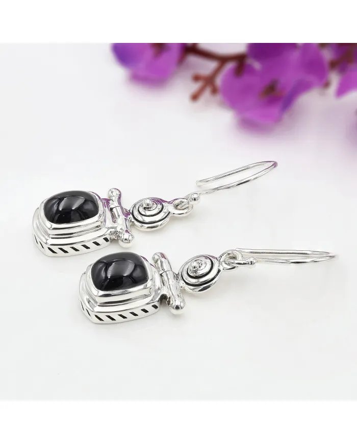 Black Spinel Earrings – 925 Sterling Silver Handmade Gemstone Jewelry