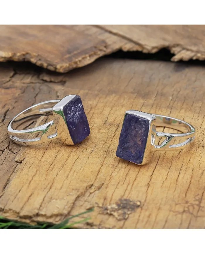 Raw Tanzanite Ring – 925 Sterling Silver Handmade Gemstone Jewelry