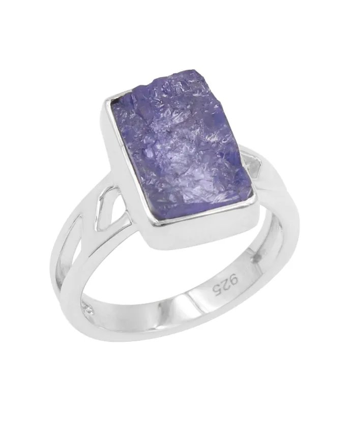 Raw Tanzanite Ring – 925 Sterling Silver Handmade Gemstone Jewelry