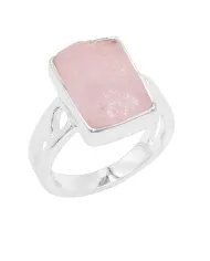Raw Morganite Ring - 925 Sterling Silver Handmade Gemstone Jewelry
