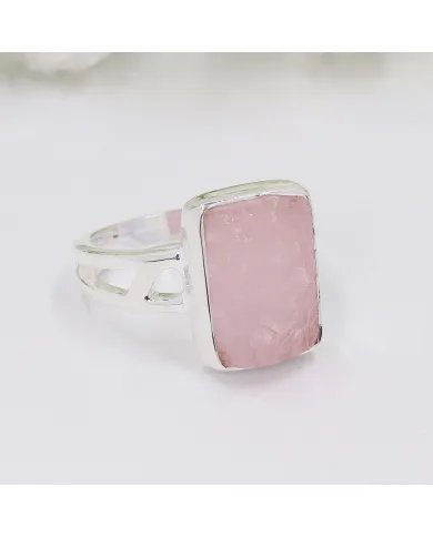Raw Morganite Ring - 925 Sterling Silver Handmade Gemstone Jewelry