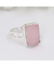 Raw Morganite Ring - 925 Sterling Silver Handmade Gemstone Jewelry