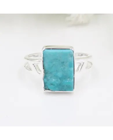 Raw Arizona Turquoise Ring - 925 Sterling Silver Gemstone Jewelry