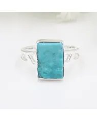 Raw Arizona Turquoise Ring - 925 Sterling Silver Gemstone Jewelry
