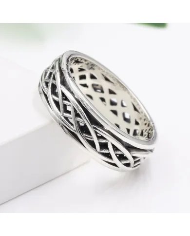 Oxidized Spinner Ring 925 Sterling Silver – Handmade Anxiety & Fidget