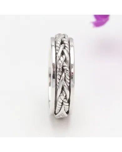 925 Silver Intertwined Braided Spinner Ring – Calming Anxiety Jewelry
