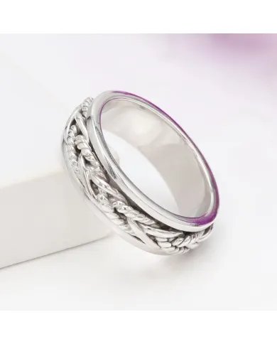925 Silver Intertwined Braided Spinner Ring – Calming Anxiety Jewelry