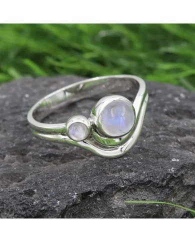 Rainbow Moonstone Ring - Sterling Silver Handmade Versatile Jewelry
