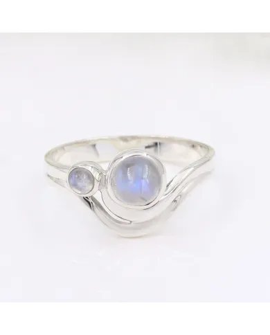 Rainbow Moonstone Ring - Sterling Silver Handmade Versatile Jewelry